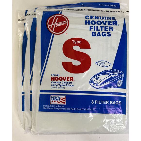 9 Hoover 4010064S Type S Futura Spectrum Canister Vacuum Paper Bags Genuine New - Picture 1 of 2